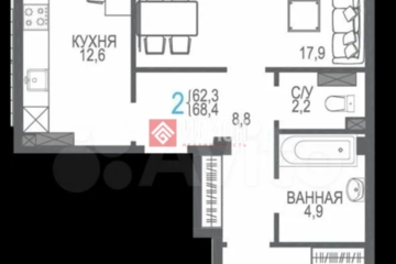 2-к квартира, 68,4 м², 4/9 эт.