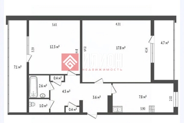 2-к квартира, 62,8 м², 6/9 эт.